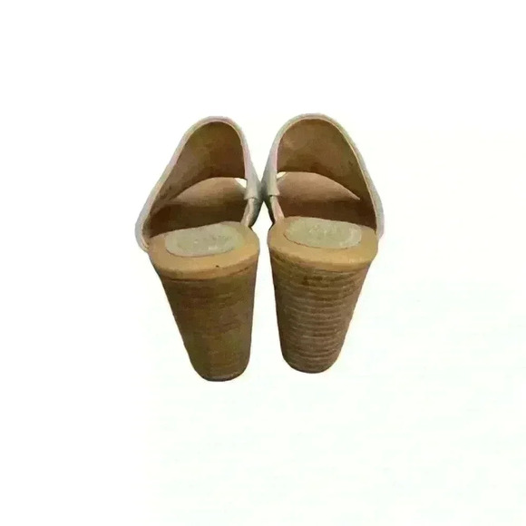 Born Bima cream clogs suede mules 3" heel peep toe casual women size 8M EUC - Picture 3 of 6